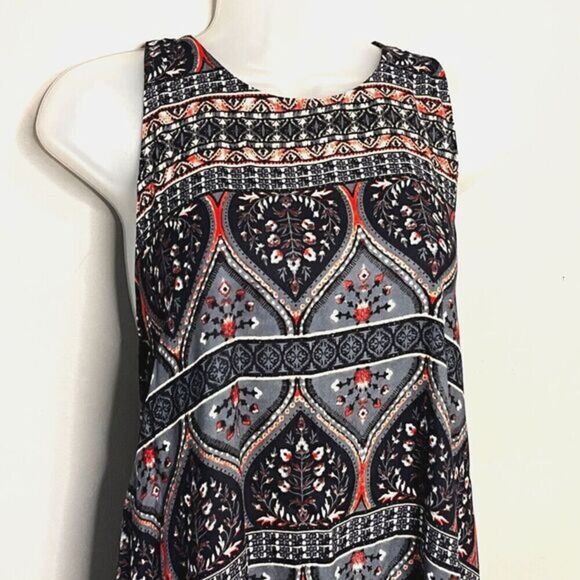NEW Roxy Tank Dress Women Sleeveless Mini Blue Floral Size M Back Zip Beach Surf - Picture 3 of 15